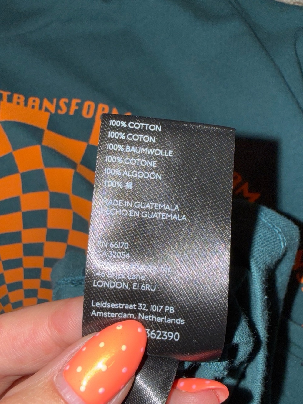 Urban Outfitters Men's Teal Long Sleeve with Orange Spiral Graphic - Picture 3 of 4